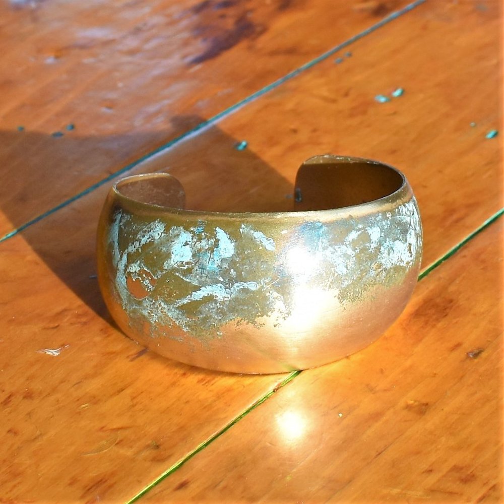Handcrafted Solid Brass Verdigris Cuff Bracelet - image 4